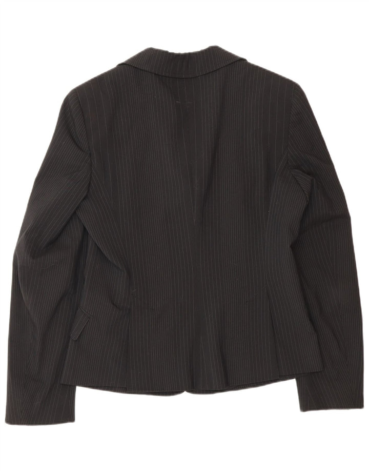 Max & Co. Dame 3-knaps blazerjakke UK 10 Lille sort stribet polyester