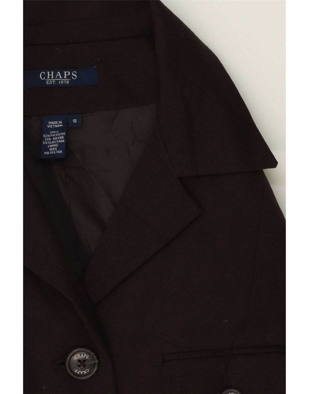 Chaps Dame 5-knaps blazerjakke US 10 Stor brun polyester