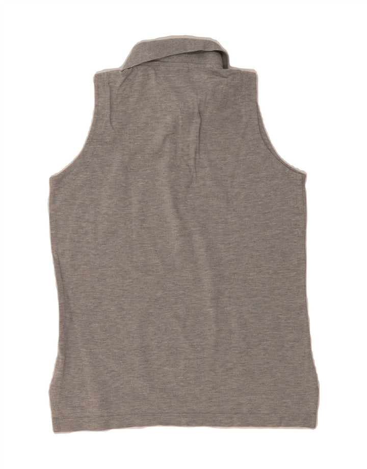 ASICS Womens Sleeveless Polo Shirt UK 14 Medium Grey Cotton Vintage Asics and Second-Hand Asics from Messina Hembry 