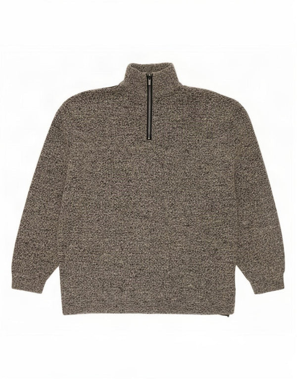 Vintage herre cardigan sweater XL Grå Colourblock Uld