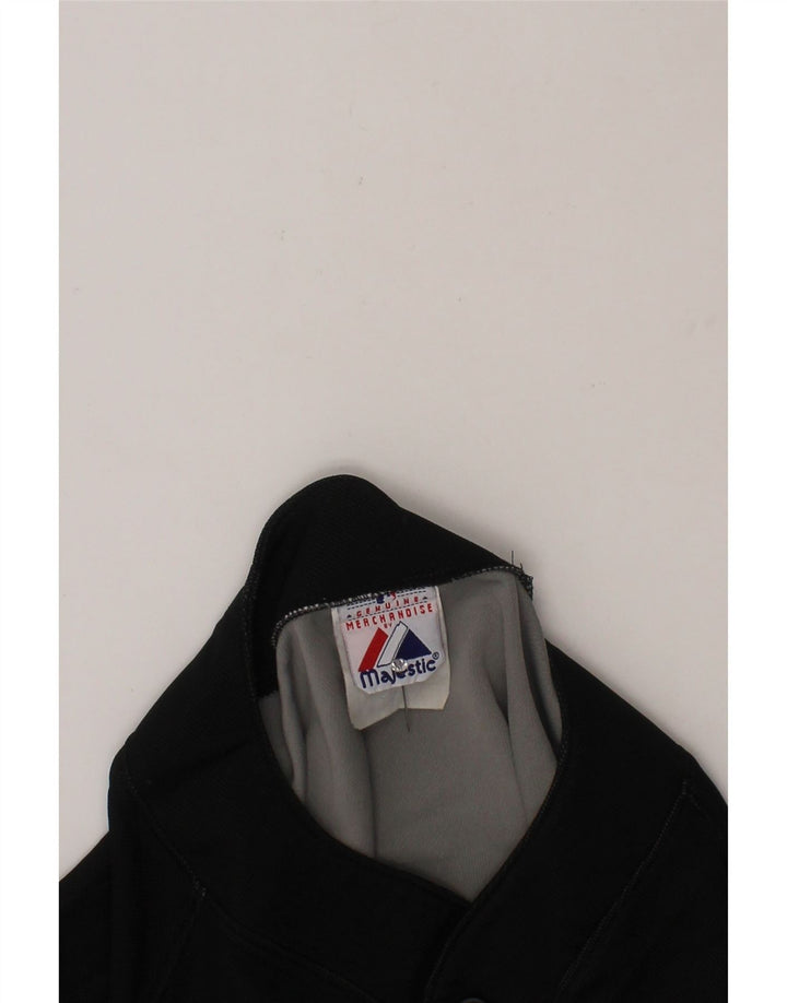 MAJESTIC Mens Graphic T-Shirt Top Small Black Colourblock Polyester Vintage Majestic and Second-Hand Majestic from Messina Hembry 