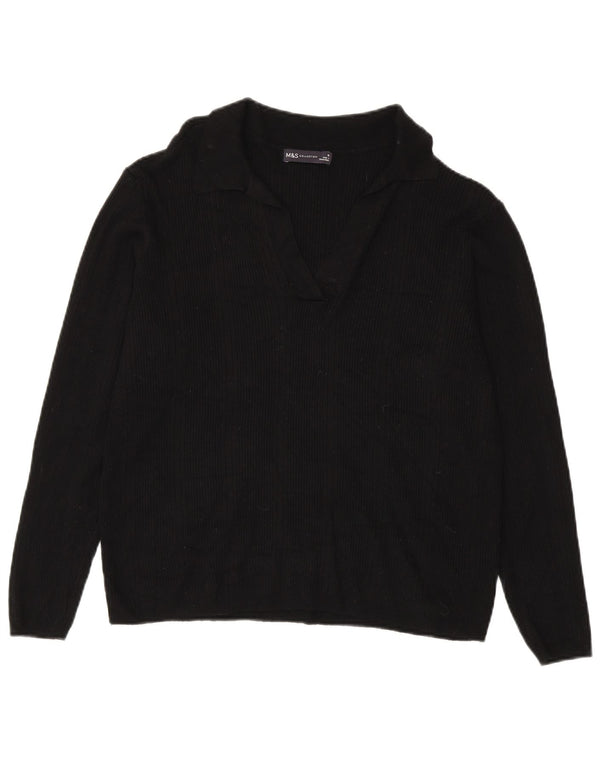 Marks & Spencer Dame Polo Neck Jumper Sweater UK 18 XL Sort Viscose