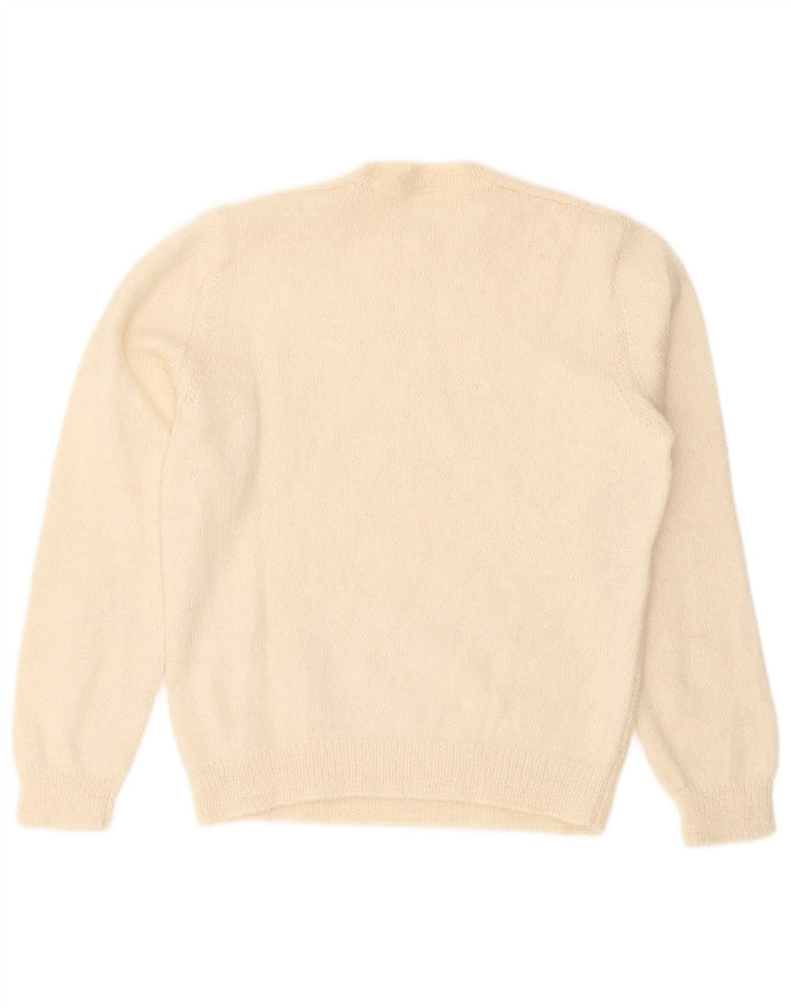 Vintage dame sweater med rund hals DK 14 Medium Off White