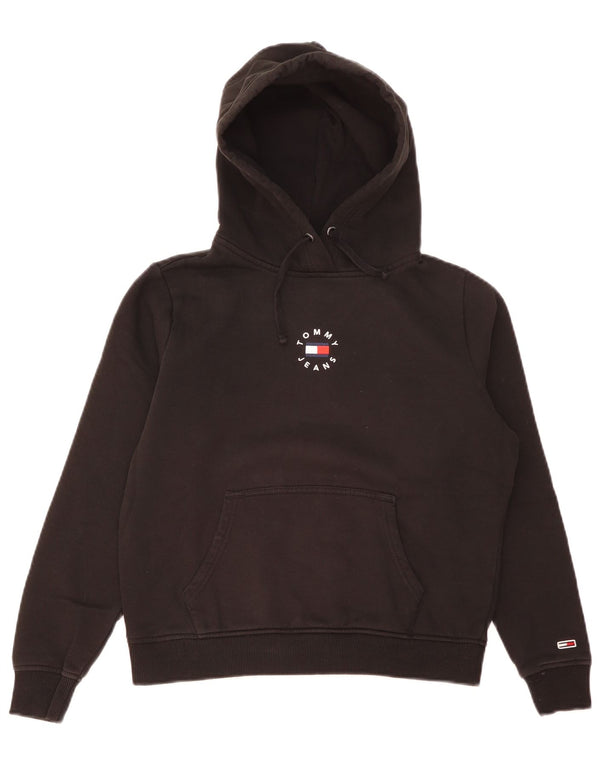 Tommy Hilfiger Womens Oversized Hoodie Jumper UK 10 Small Black Cotton