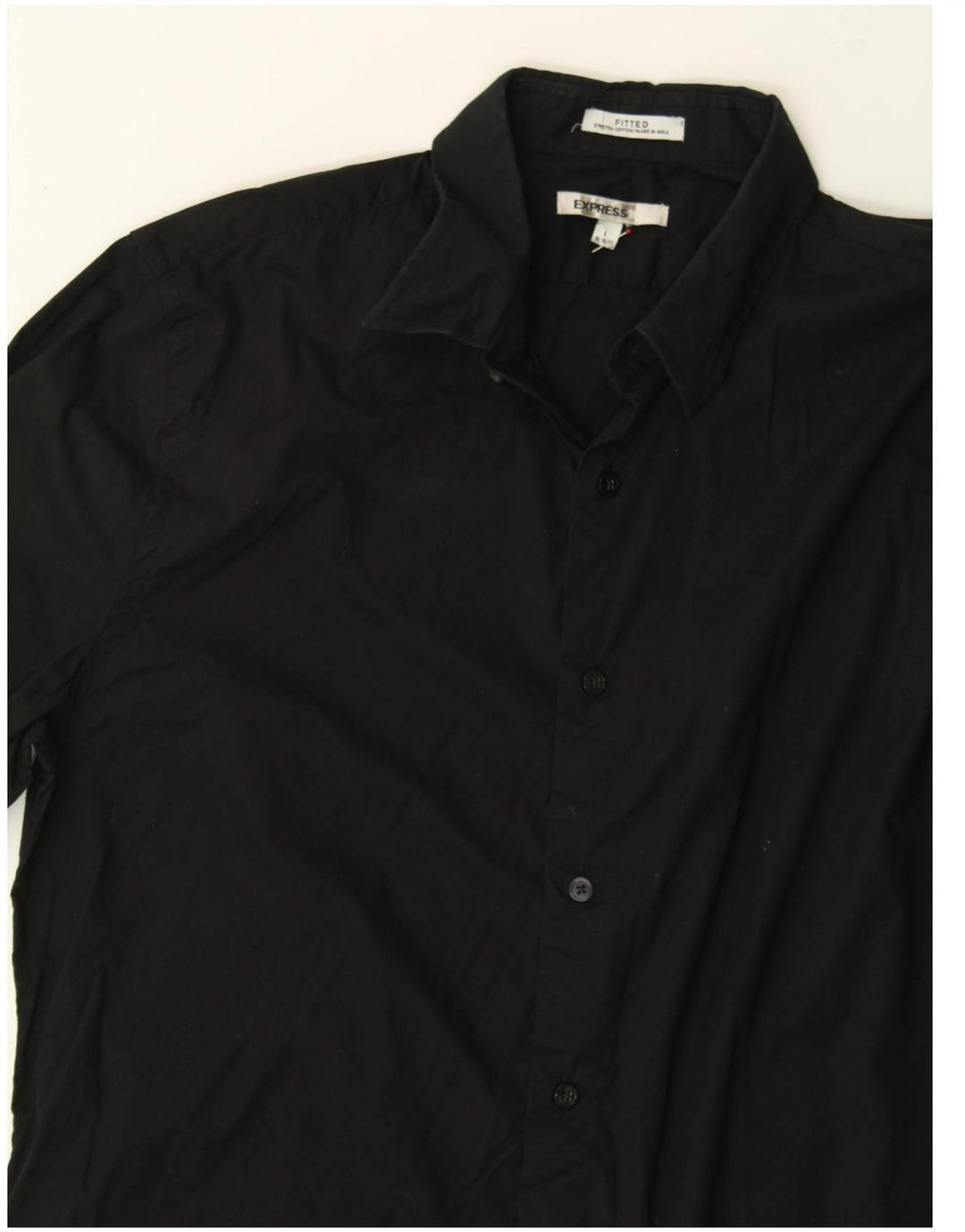 EXPRESS Mens Fitted Shirt Size 16 16 1/2 Large Black Cotton Vintage Express and Second-Hand Express from Messina Hembry 