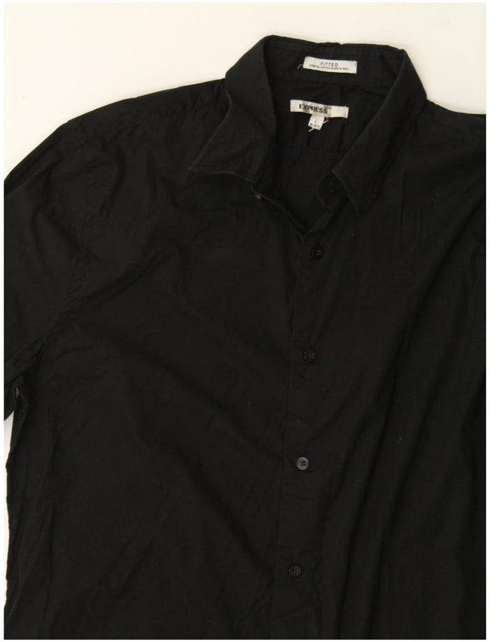 EXPRESS Mens Fitted Shirt Size 16 16 1/2 Large Black Cotton Vintage Express and Second-Hand Express from Messina Hembry 