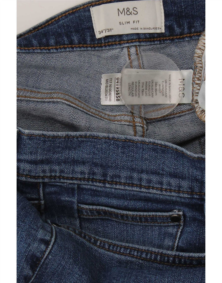 Marks & Spencer Herre Slim Jeans W34 L31 Blå Bomuld