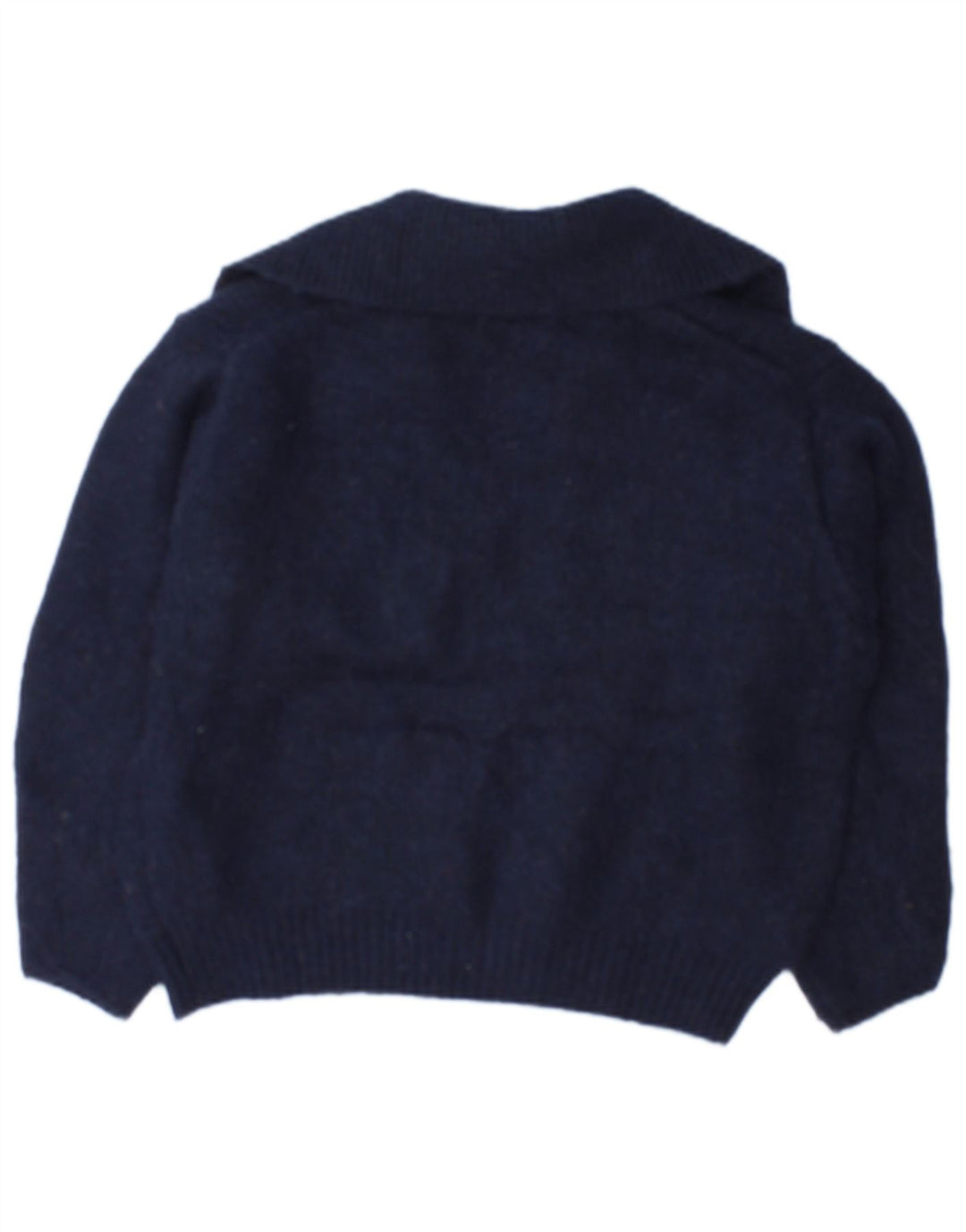 Zara Dame Polo Neck Jumper Sweater UK 16 Large Navy Blue Polyester