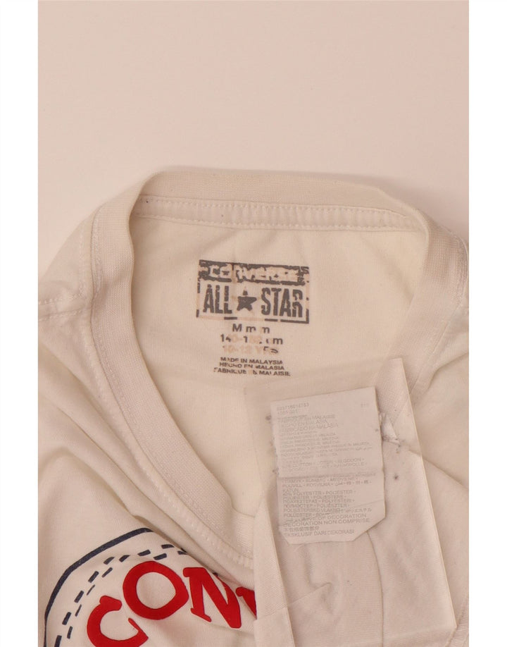 CONVERSE Drenge Grafisk T-Shirt Top 10-11 År Medium Hvid Bomuld