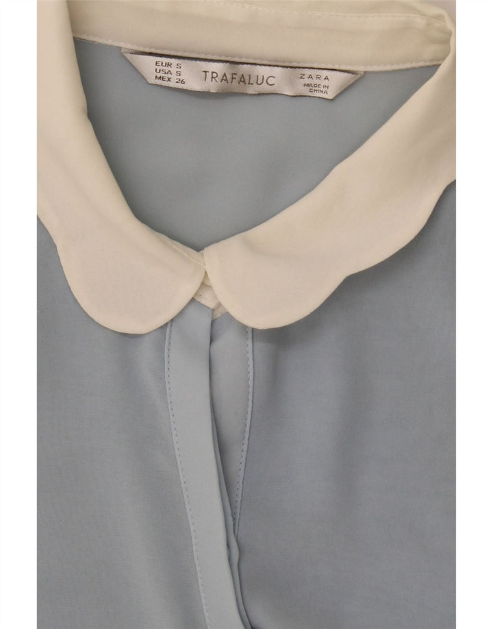 Zara skjortebluse til kvinder UK 10 Small Blue Colourblock