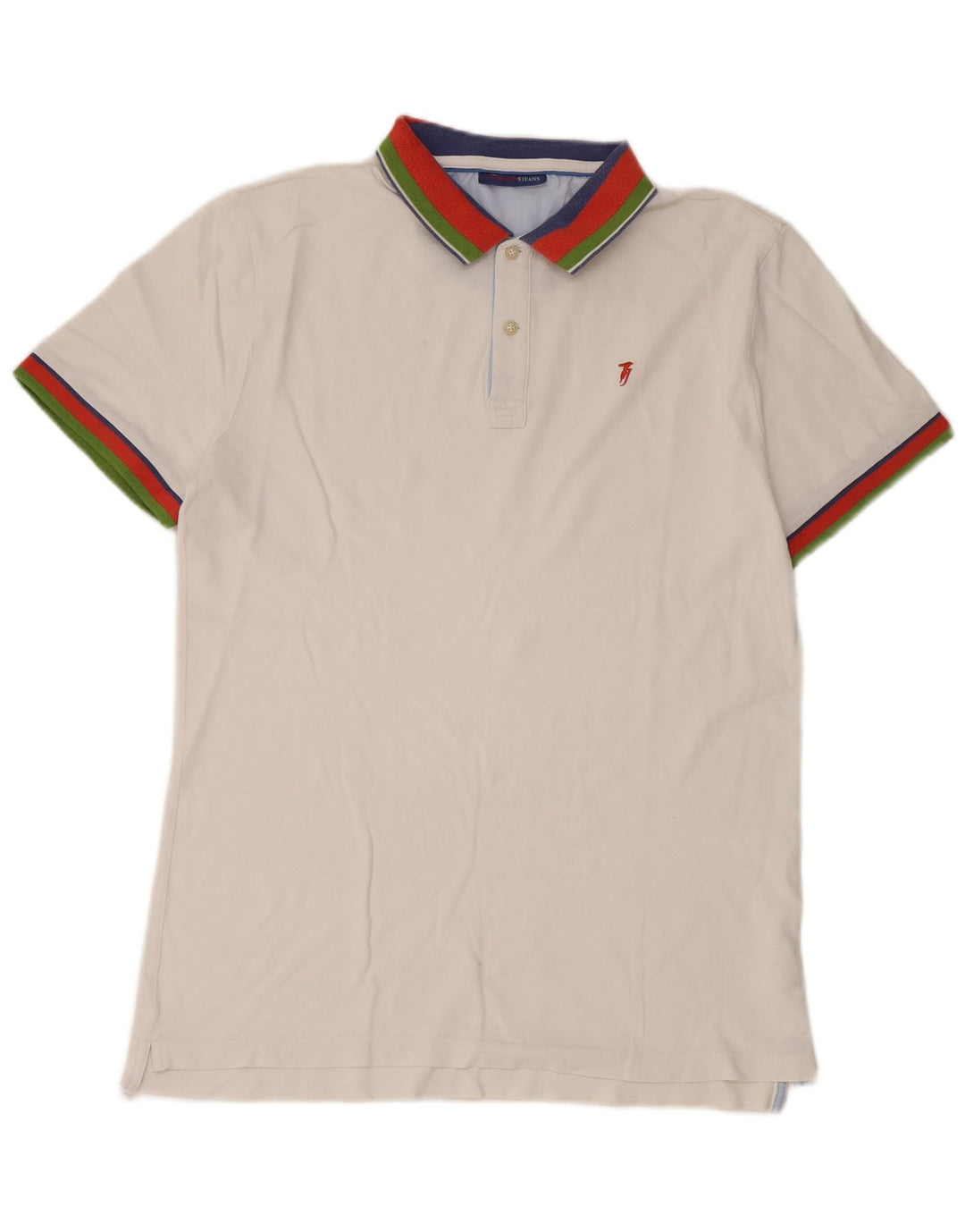 Trussardi Jeans Polo Shirt til mænd Small White Colourblock