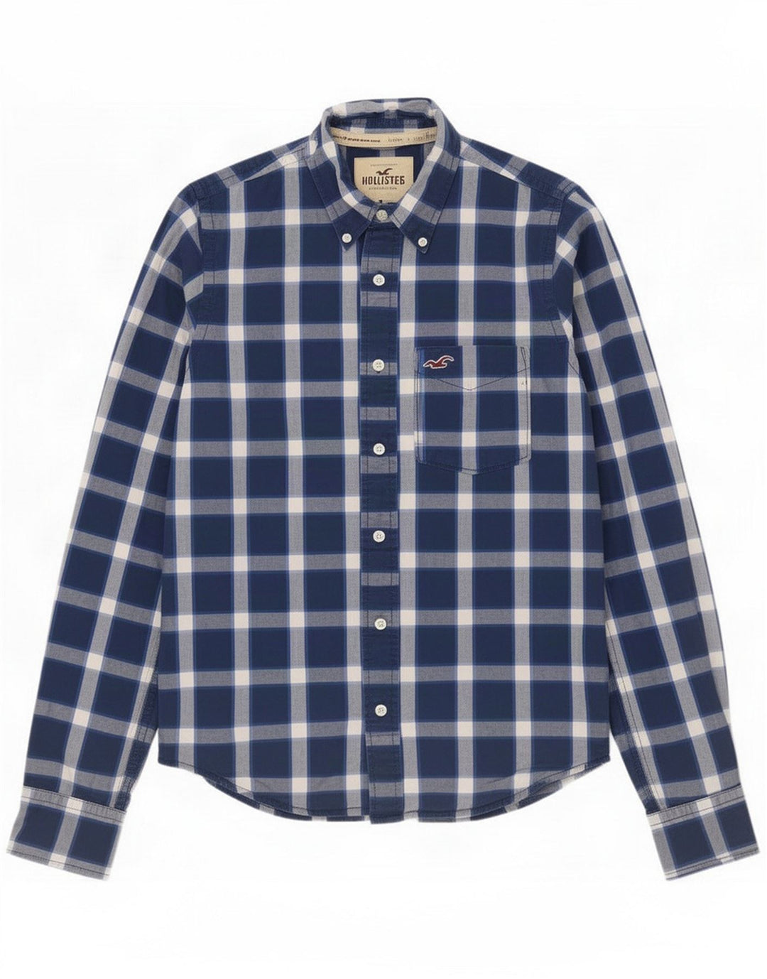 Hollister Herreskjorte Medium Blue Ternet Bomuld