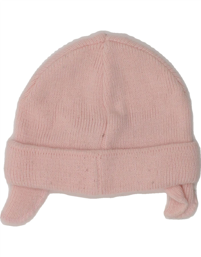 CHAMPION Baby Girls Ear Flap Beanie Hat 9-12 Months Pink Acrylic Vintage Champion and Second-Hand Champion from Messina Hembry 