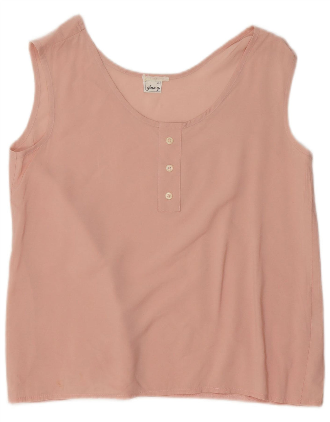 Vintage Dame ærmeløs bluse Top IT 40 Small Pink Viscose