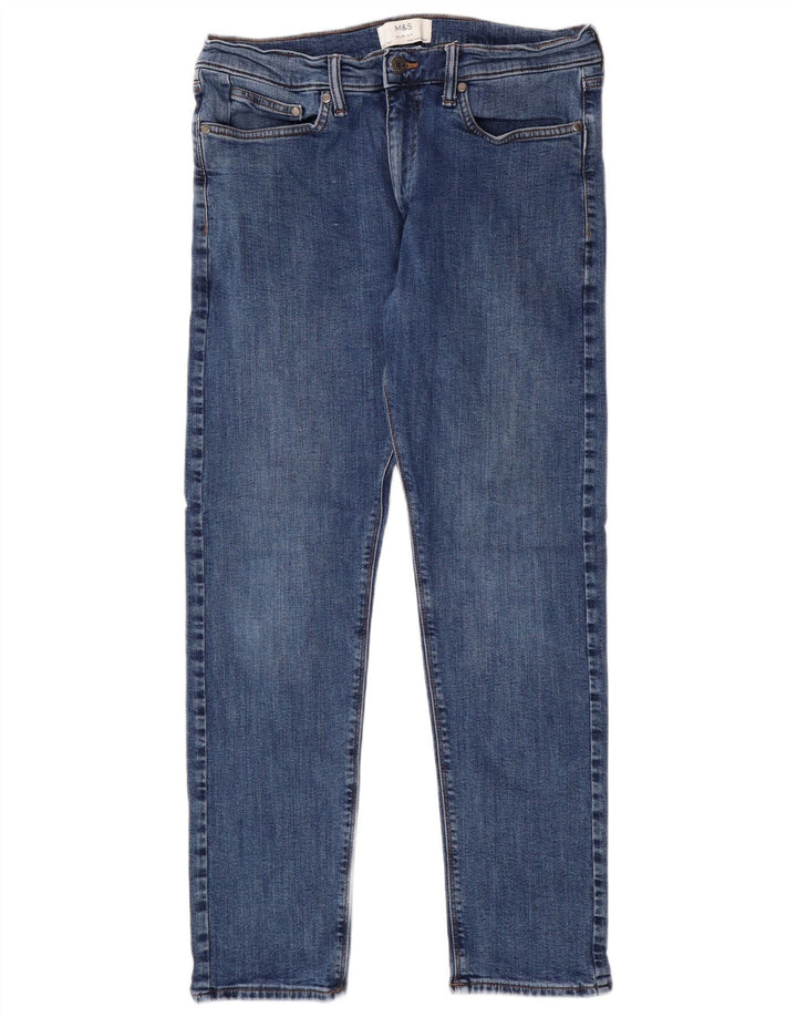MARKS & SPENCER Slim Jeans til mænd W32 L29 Blue Cotton Classic