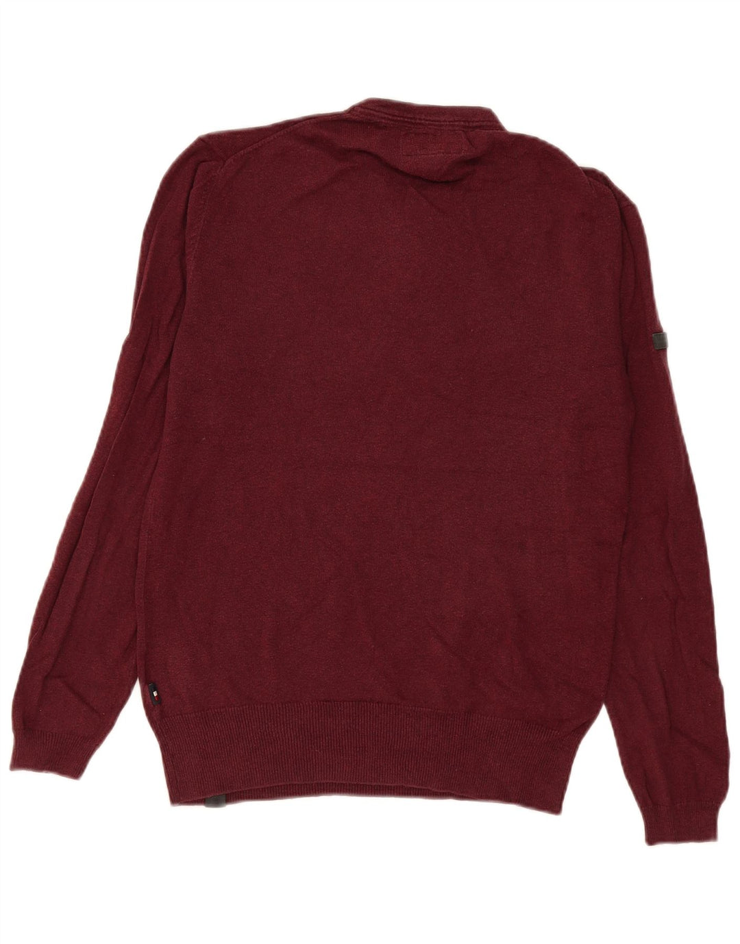 Superdry Herre Button Neck Jumper Sweater Lille Bourgogne bomuld