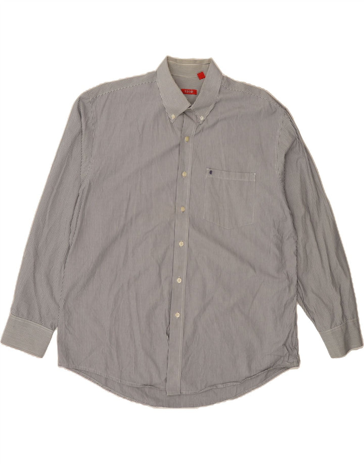 IZOD Mens Shirt XL Navy Blue Striped Cotton Vintage Izod and Second-Hand Izod from Messina Hembry 