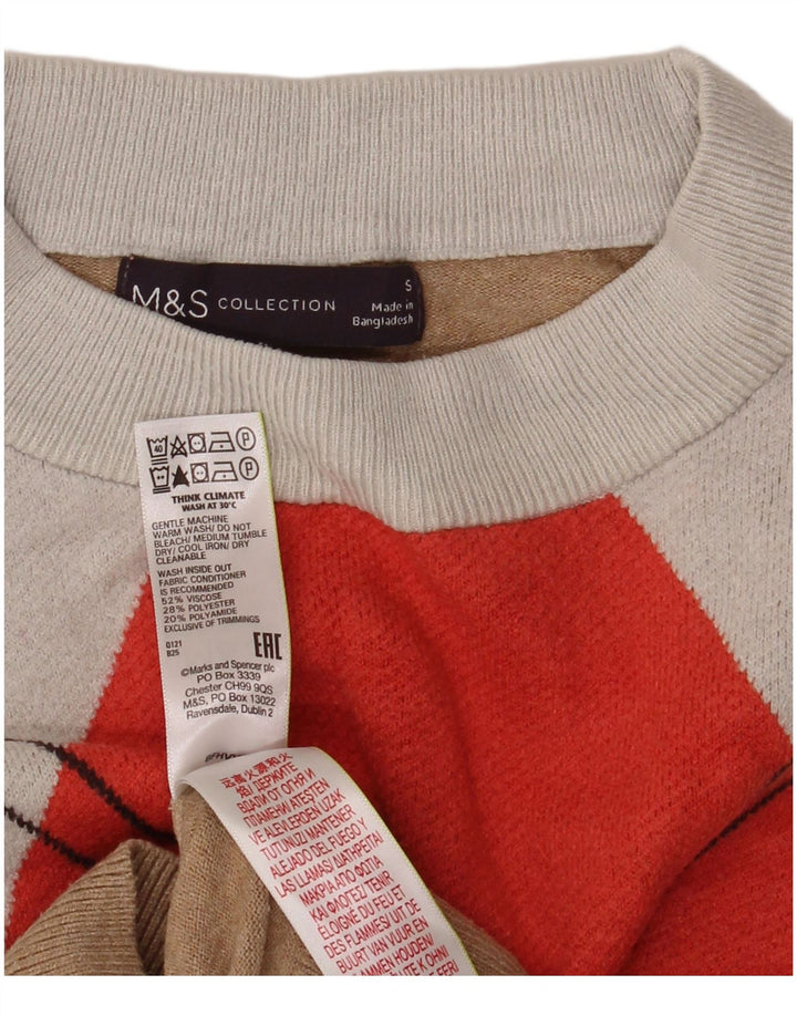 Marks & Spencer Dame Crop Crew Neck Jumper Sweater UK 10 Small Multicolou