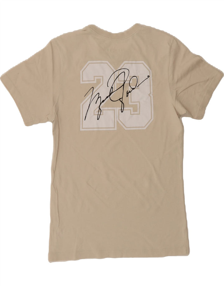 JORDAN Mens Graphic T-Shirt Top Small Beige Vintage Jordan and Second-Hand Jordan from Messina Hembry 