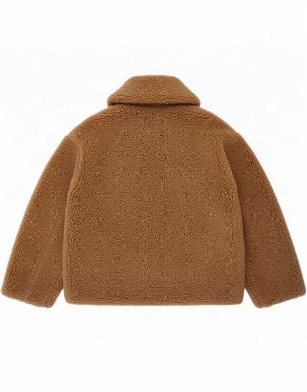 Zara Dame Oversized Sherpa Jacket UK 6 XS Brun Polyester