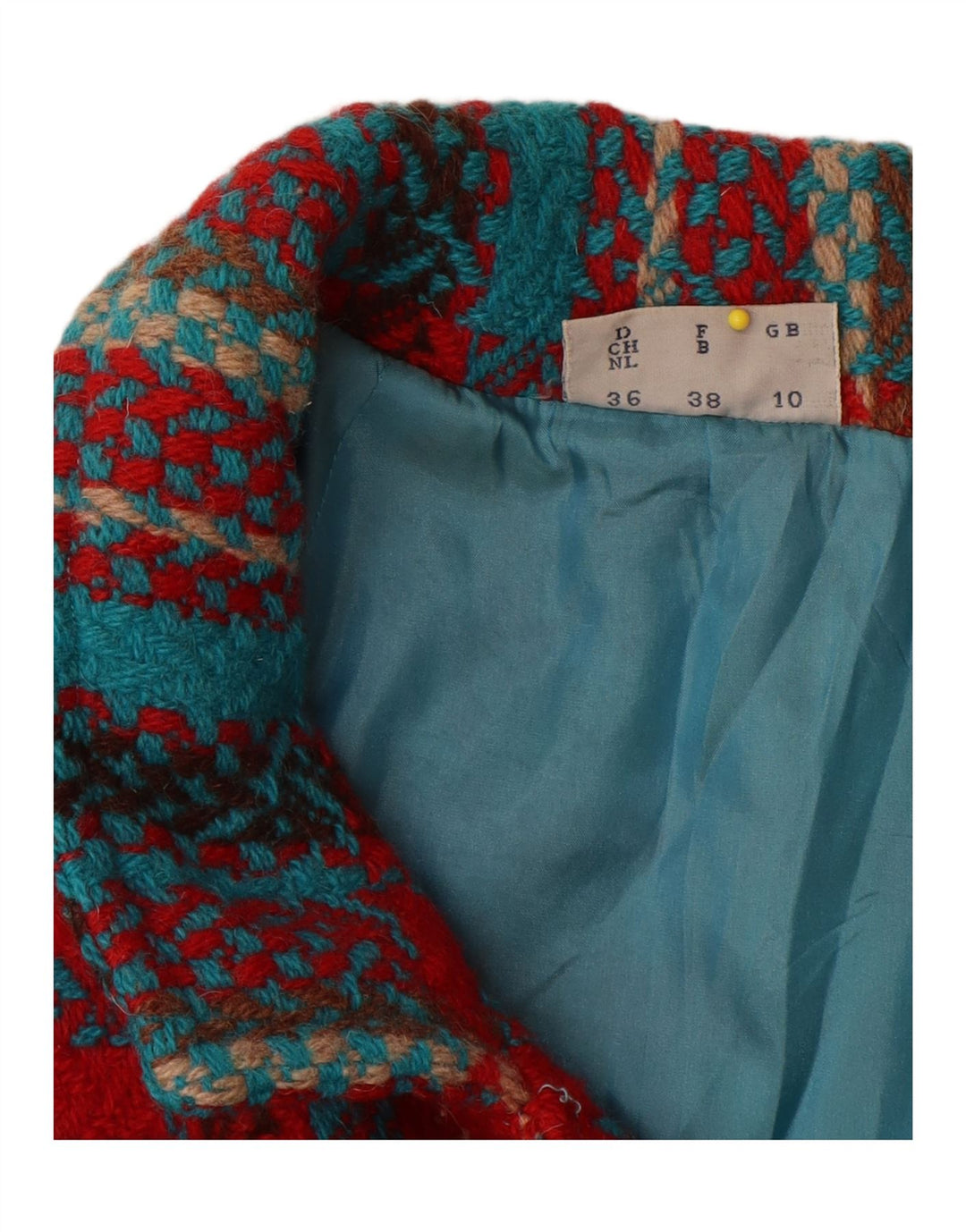 i Blues Dame Oversized Dobbeltradet Frakke UK 10 Lille rødternet uld