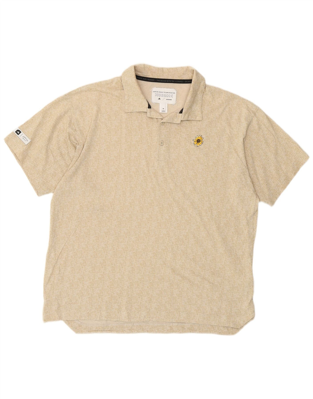 Adidas Tre Stripes Polo Shirt til mænd Medium Beige Flecked Bomuld
