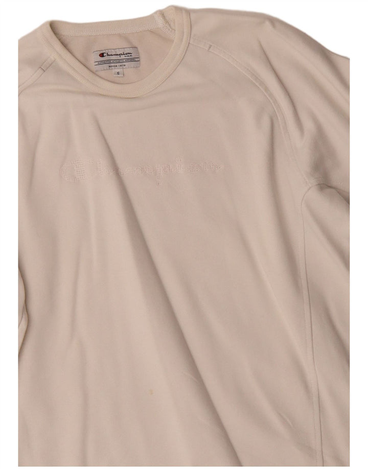 Champion Dame Grafisk Oversized Sweatshirt Jumper UK 10 Small Off White