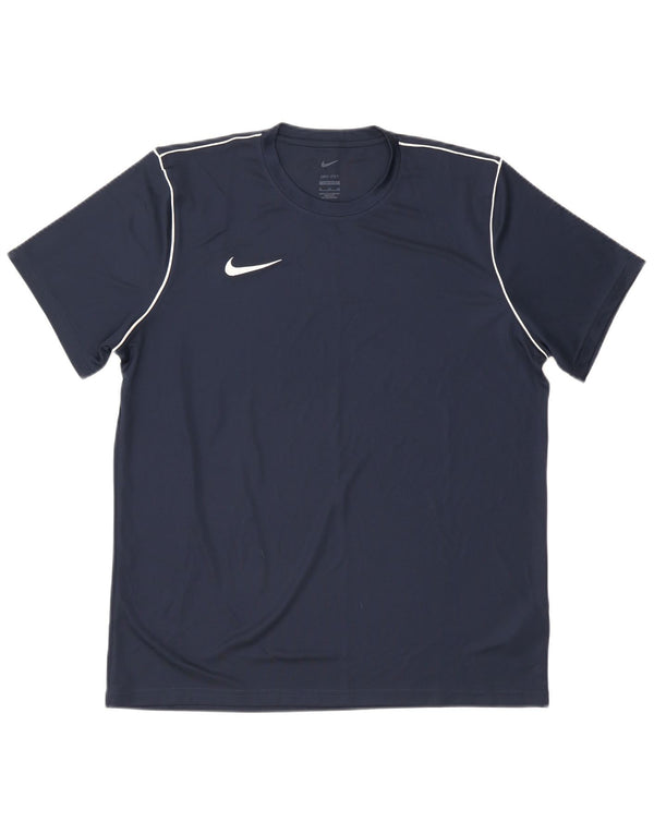 Nike Herre Dri Fit Slim Fit T-Shirt Top XL Marineblå Polyester