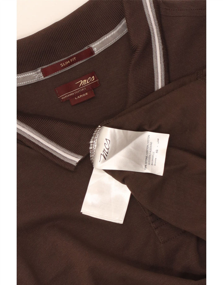 Marlboro Classics Herre Slim Fit Polo Shirt Stor brun bomuld