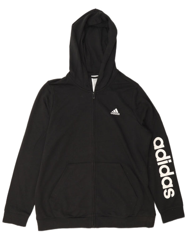 Adidas Herre grafisk hættetrøje med lynlås, stor sort bomuld