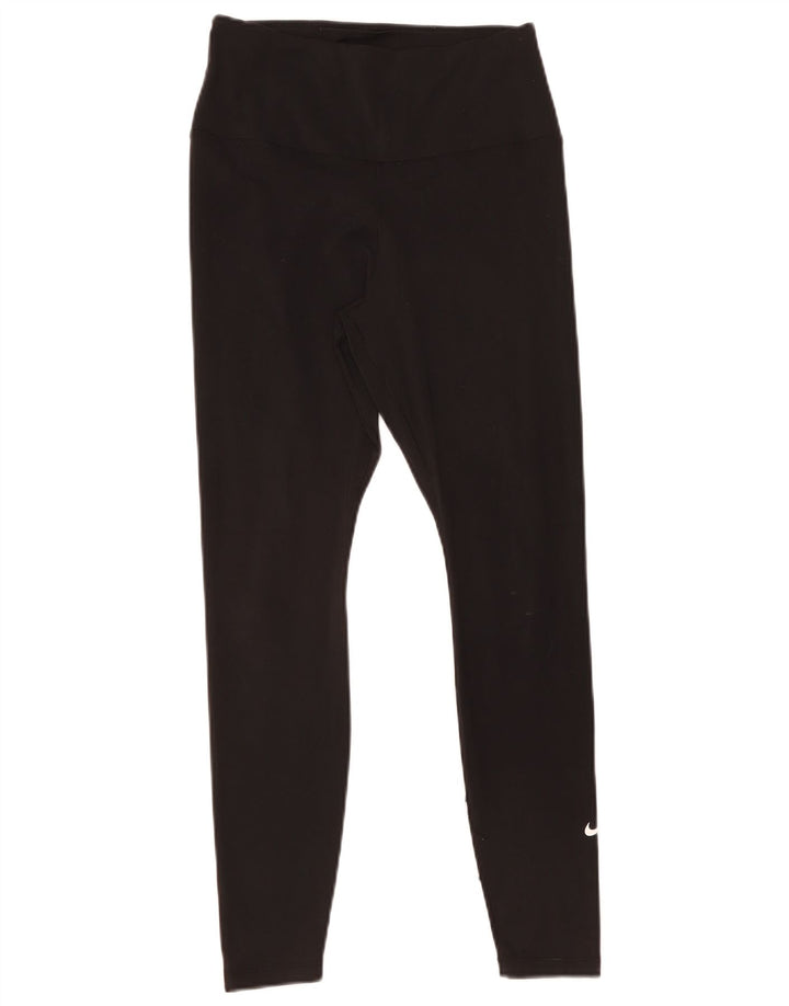 Nike Dame Dri Fit Leggings UK 12 Medium Sort Polyester