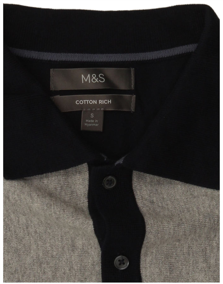 Marks & Spencer Herre Polo Neck Sweater Small Navy Blue Colourblock