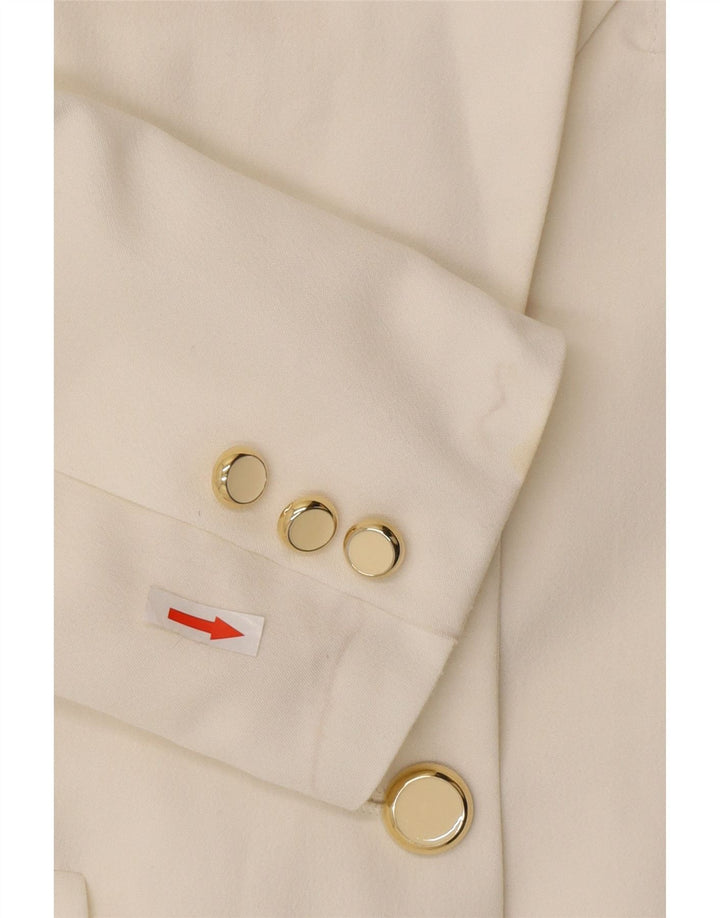 Wit Boy Dame 3 Button Blazer Jacket UK 10 Small Off White Polyester