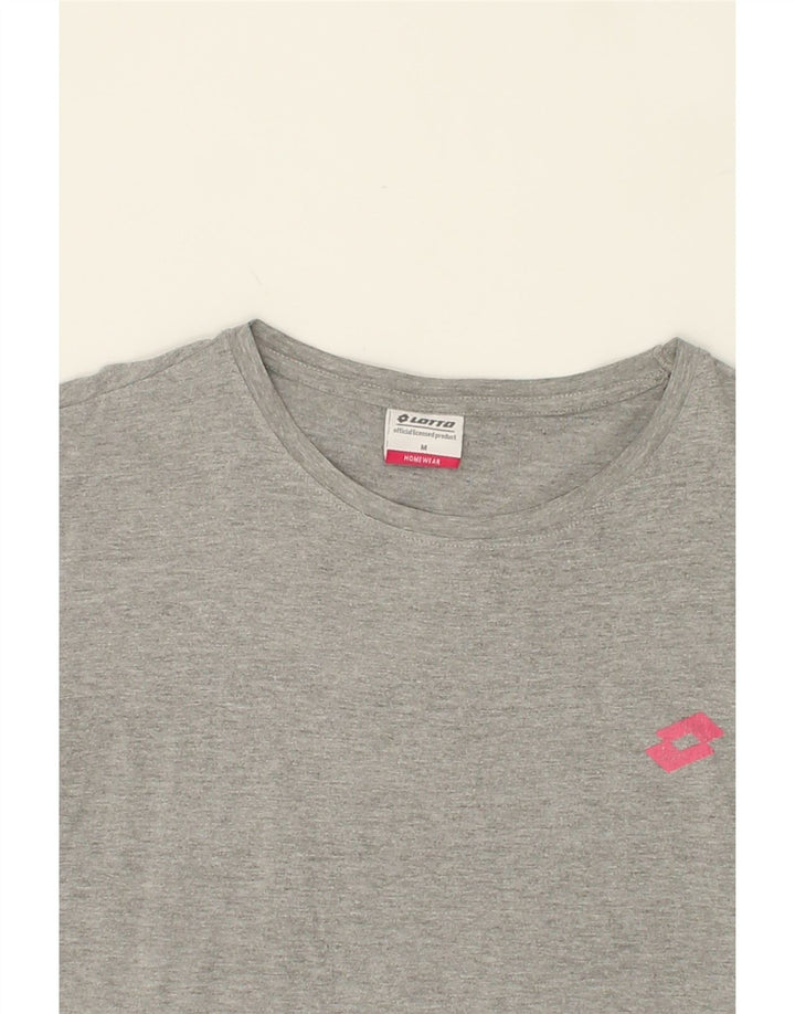 LOTTO Womens T-Shirt Top UK 12 Medium Grey Flecked Cotton Vintage Lotto and Second-Hand Lotto from Messina Hembry 
