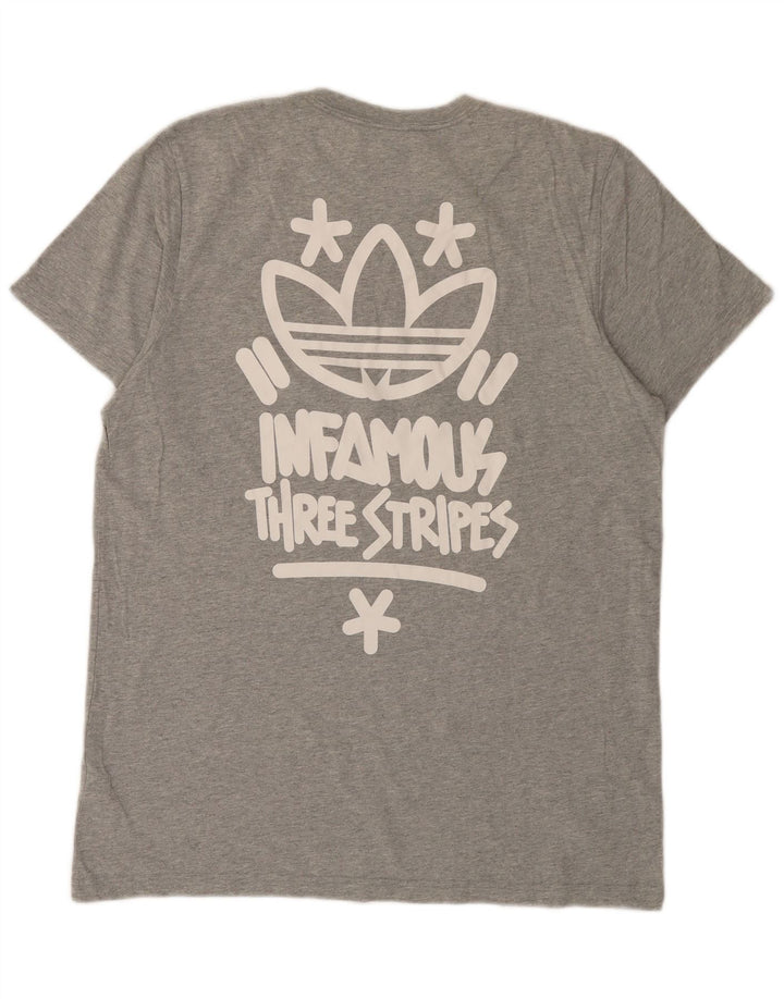 Adidas Tre Stripes Grafisk T-shirt top til mænd, stor grå flækket bomuld