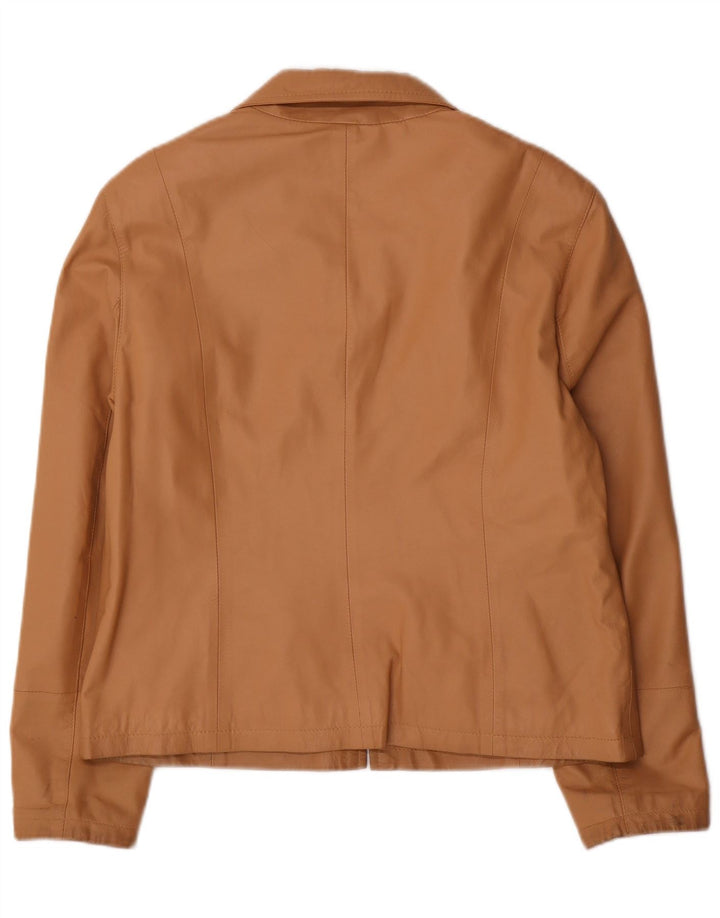 Franco Callegari Womens Bomber Læderjakke UK 16 Large Beige Læder