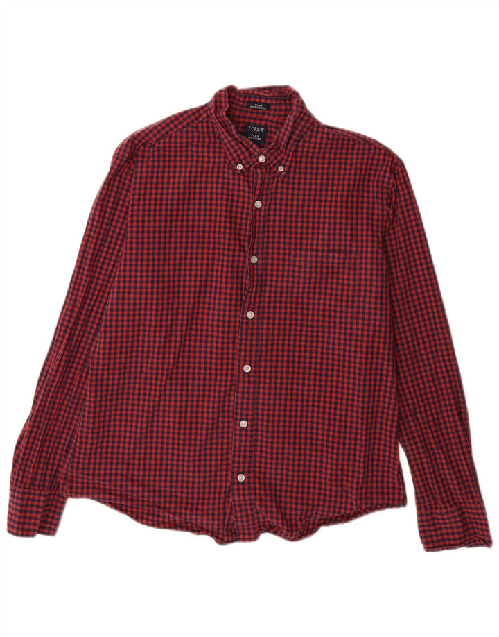 J. Crew Herre Slim Skjorte Stor Rød Gingham Bomuld