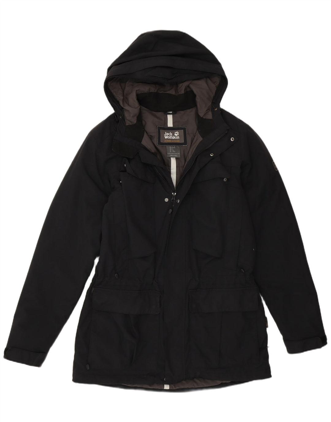 Jack Wolfskin Herre Hooded Windbreaker Coat UK 36/38 Medium Sort Polyamid