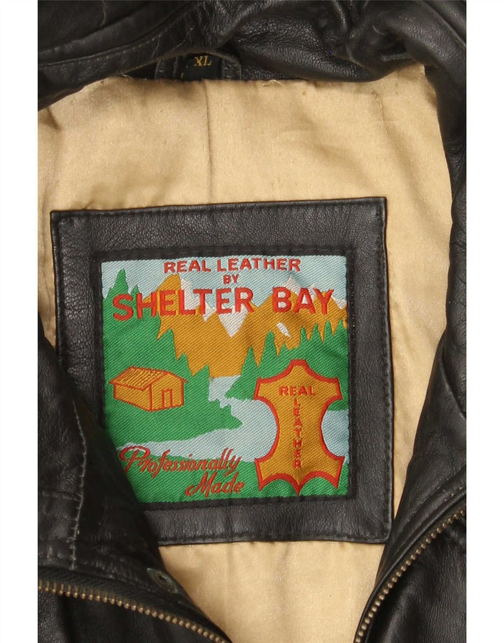 Shelter Bay Herre læderfrakke UK 42 XL Sort