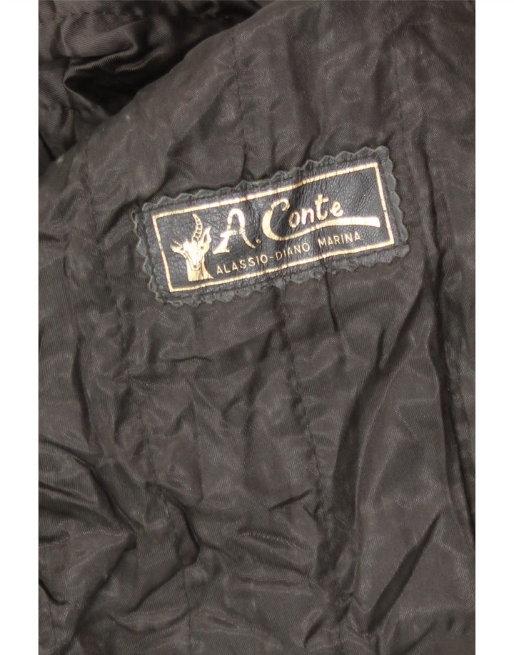 VINTAGE Womens Leather Jacket IT 48 XL Black Leather Vintage Vintage and Second-Hand Vintage from Messina Hembry 