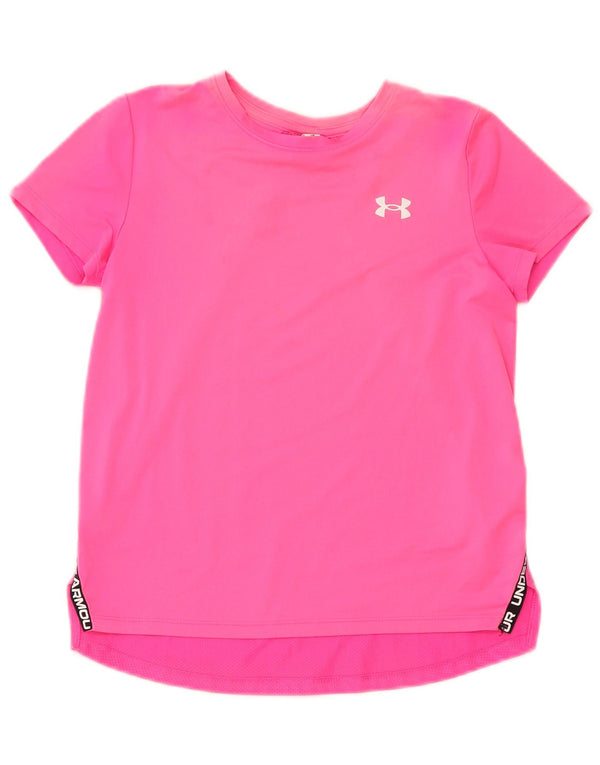 Under Armour Girls Grafisk T-Shirt Top 9-10 år Medium Pink Polyester