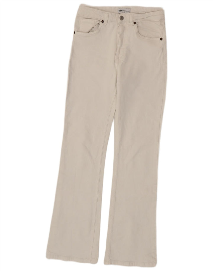 Zara Dame Flared Jeans EU 36 XS W26 L32 Hvid