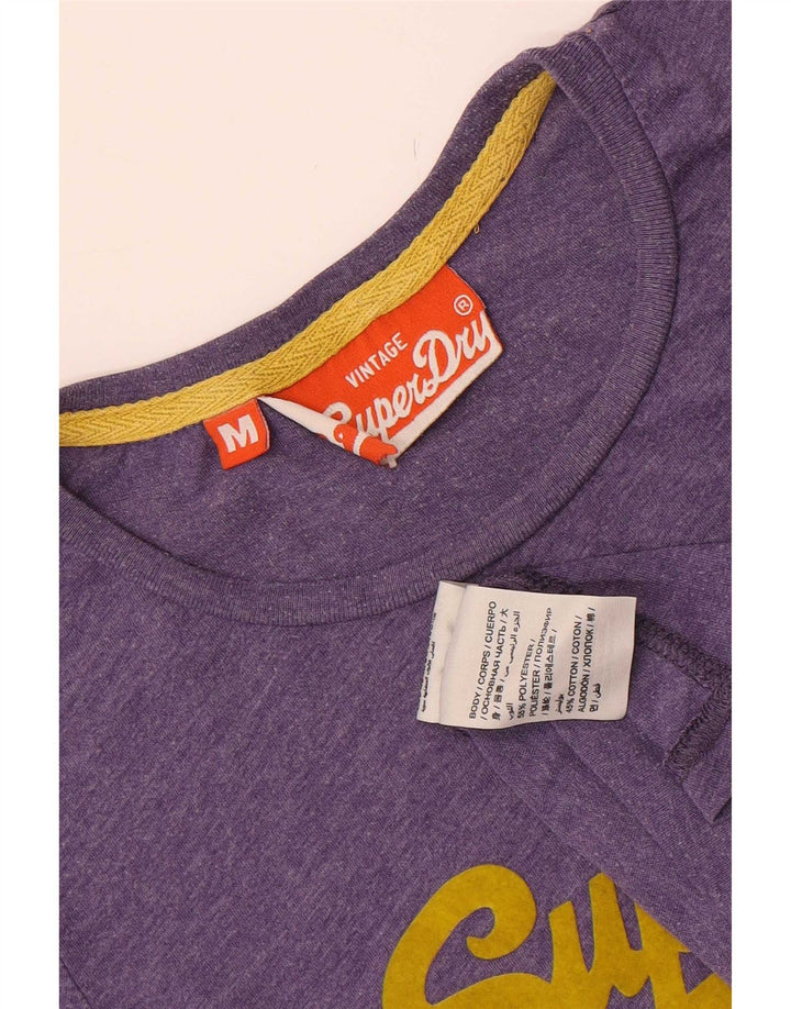 Superdry grafisk T-shirt top til kvinder UK 12 medium lilla polyester