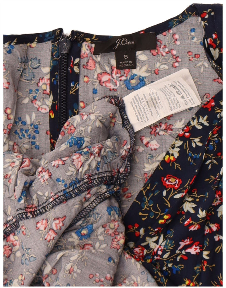 J. Crew Dame A-Line Kjole US 6 Medium Navy Blue Floral Viscose