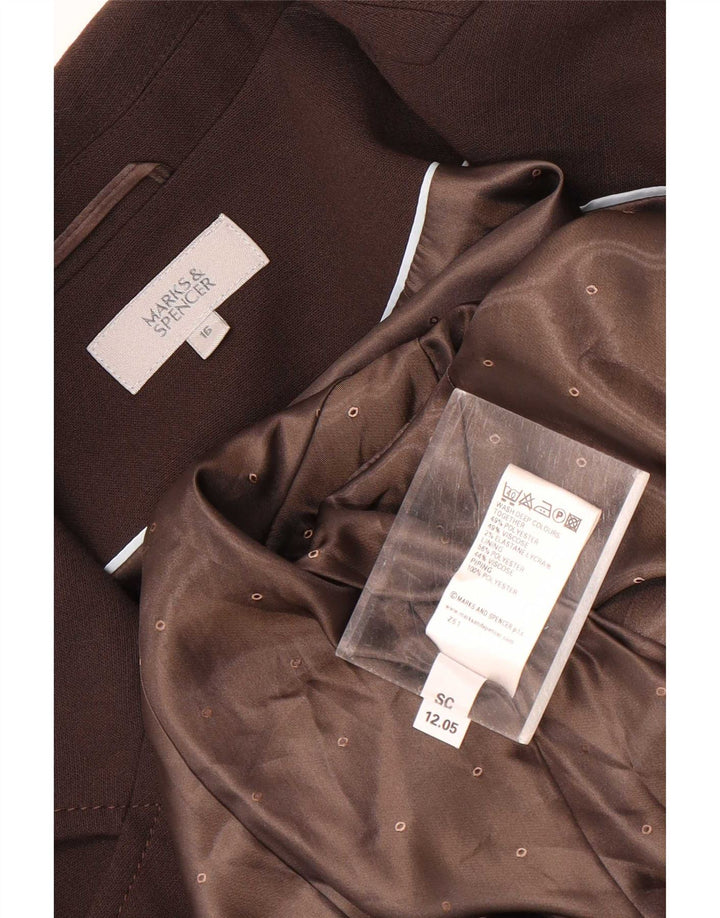 Marks & Spencer Dame 2-knaps blazerjakke UK 16 Stor brun polyester