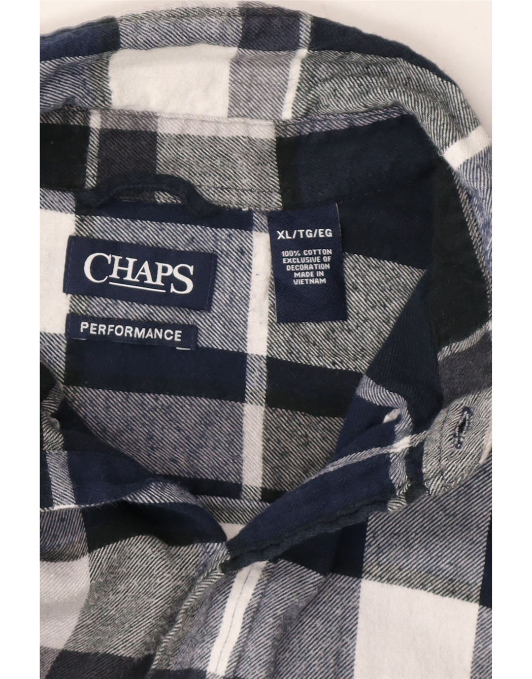 CHAPS Mens Big & Tall Flannel Shirt XL Navy Blue Check Cotton Vintage Chaps and Second-Hand Chaps from Messina Hembry 