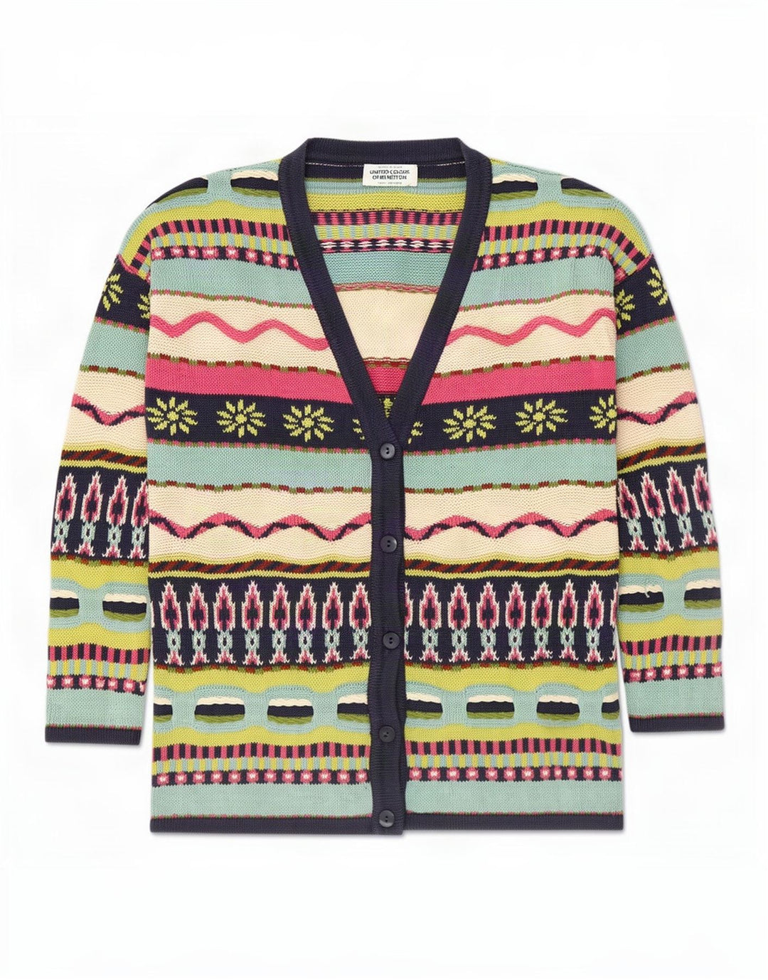 Benetton Dame Cardigan Sweater UK 14 Medium Flerfarvet Nyhed