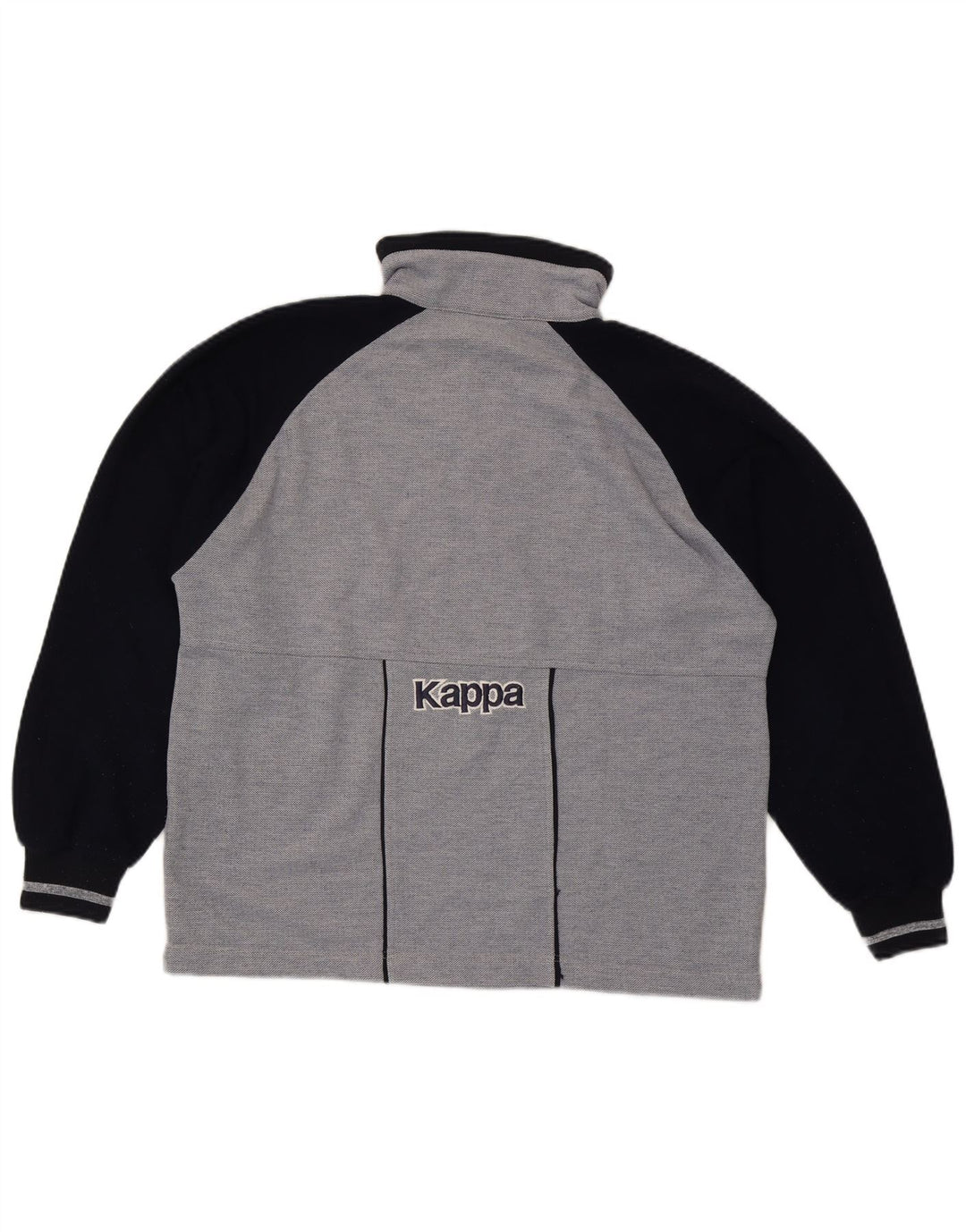 Kappa Herre Grafisk Zip Neck Sweatshirt Jumper Medium Grey Colourblock