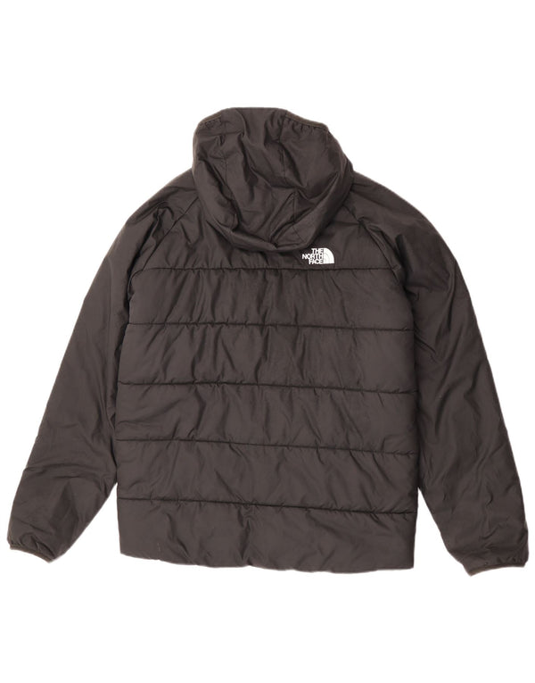 The North Face Boys Hætte Vendbar Polstret Jakke 14-15 År XL Sort