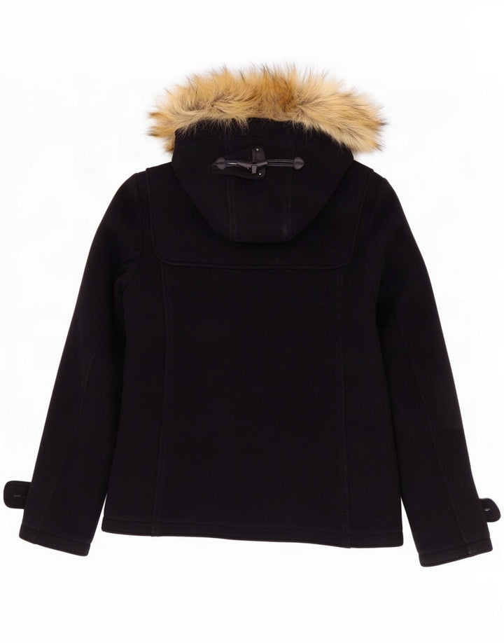 Fat Face Dame Hætte Duffle Jacket UK 10 Small Navy Blue Wool